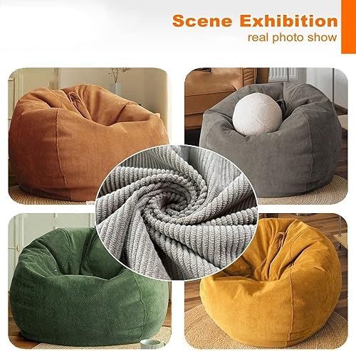 Miniatura 5 de Funda de sofá de pana para puf, puf otomano, puf grande, puff sac reclinable, asiento de esquina para el suelo (color morado, tamaño 27.6 in)