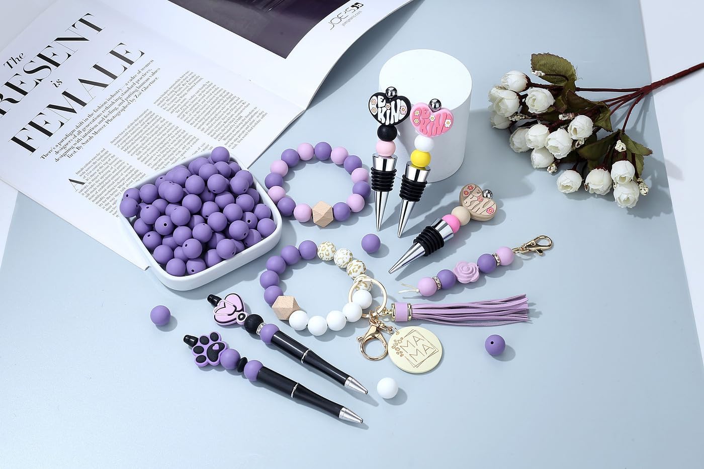 MAIBAOTA 120 Pcs 15 mm Purple Silicone Beads for DIY Crafts Making image 5