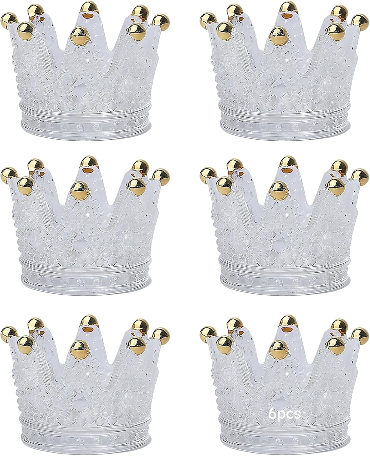 6 Pcs Disk Crown Storage, Shape Crown Dish, Gold, for Storage Entryway Table, Relief Glass, Design Luxurious Crown, Decorations and Ornaments Small
