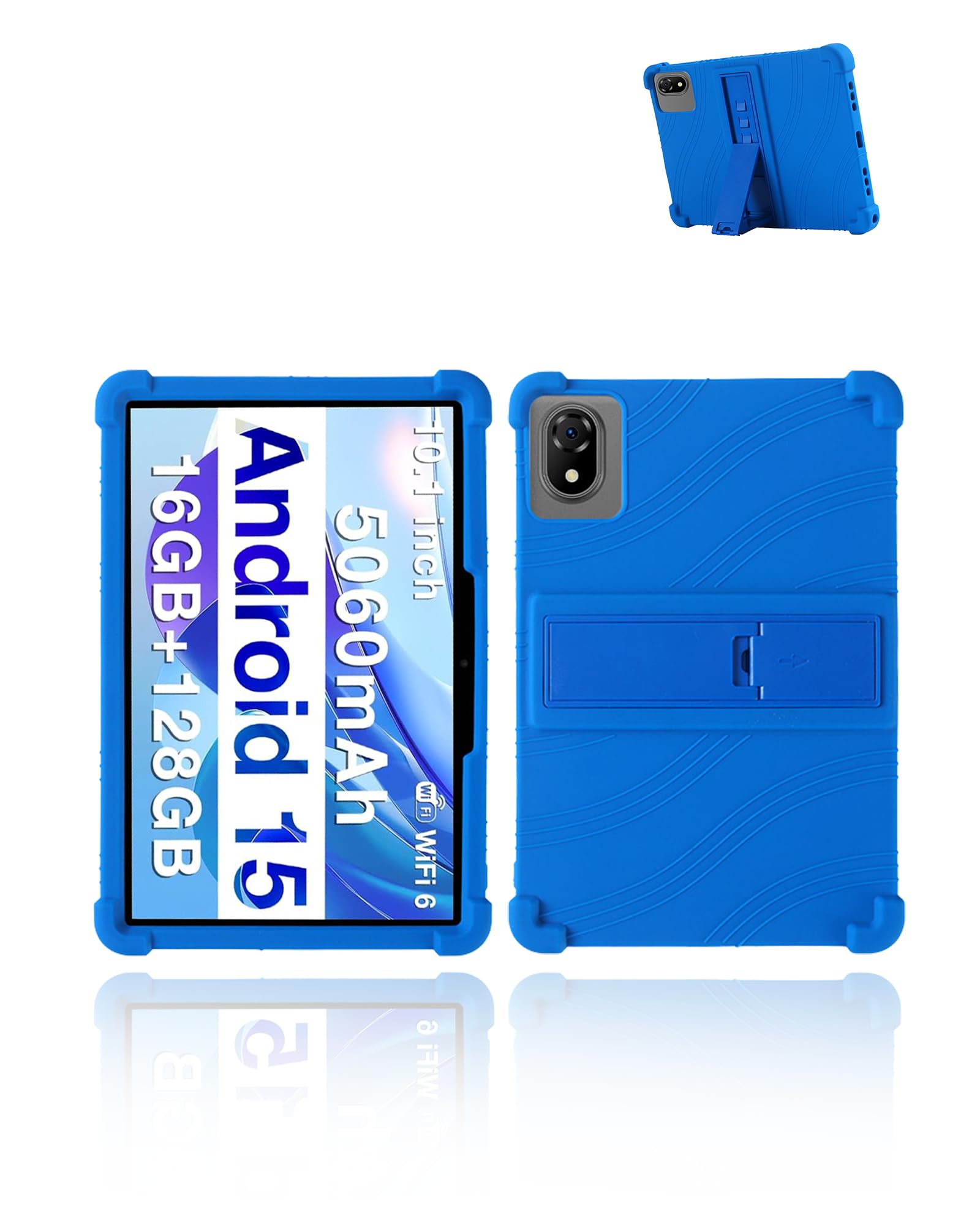 for DOOGEE U10-V Android 15 Tablet,10 inch Tablets Case,Soft Silicone Adjustable Stand Cover Lightweight Kids Friendly,Blue.