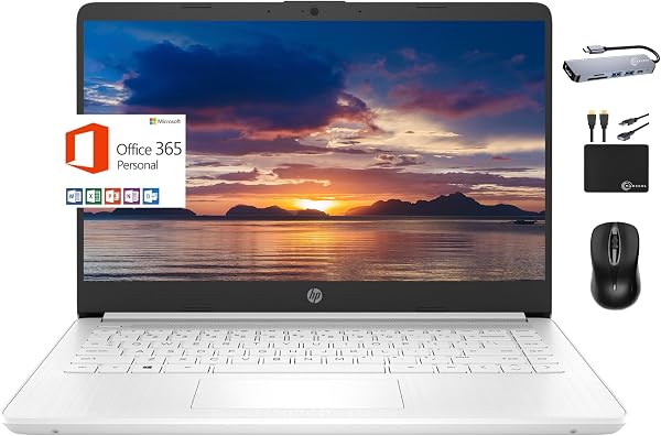 HP 2024 Premium 14 Micro-Edge Portable Laptop Student Business, Intel Quad-Core N4120, 4GB RAM, 128GB (64GB eMMC+ 64GB C