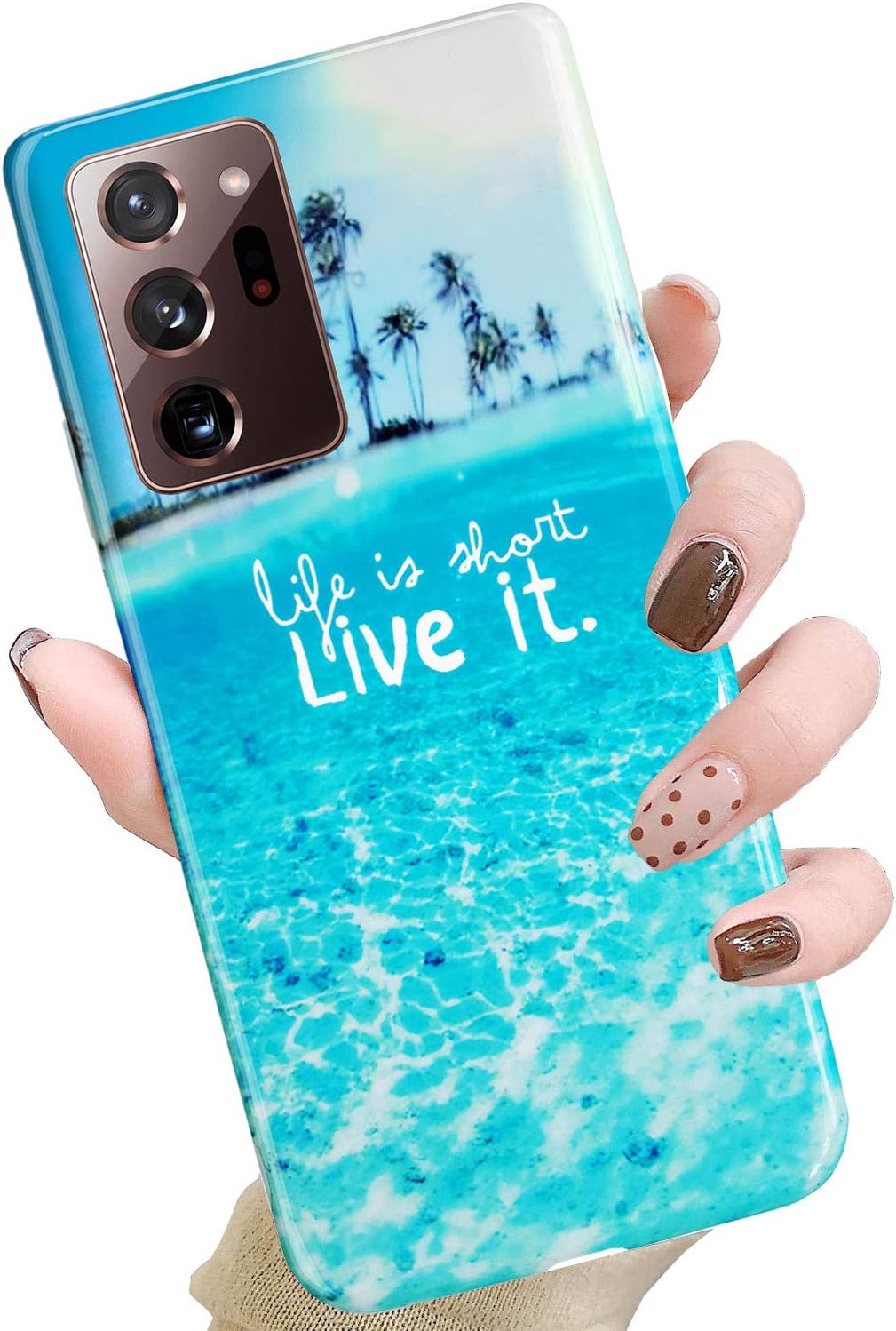 J.west Galaxy Note 20 Ultra Case for Girls Women,Summer Tropical Blue Beach Ocean Pattern Design Slim Soft TPU Silicone Cover Shockproof Protective Phone Case for Galaxy Note 20 Ultra 5G 6.9 Beach