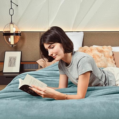 Miniatura 5 de KAWAHOME - Manta de forro polar de sherpa súper suave, extra cálida y gruesa para invierno, 17.64 ozm, para sofá, cama, tamaño Queen, 90 x 90