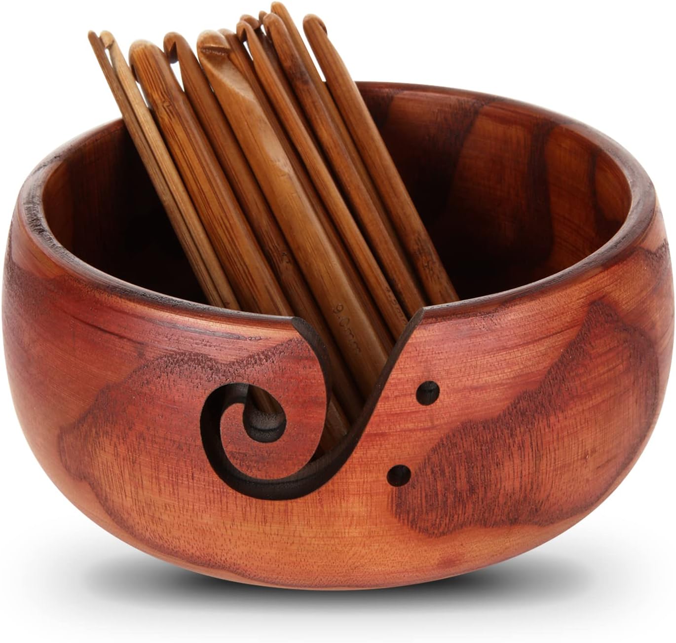 FVIEXE Wooden Yarn Bowl, Yarn Holder Bowls for Knitting