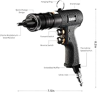 Vista 2 de Pistola Neumática para Tuercas Remachables 8-32,10-24,1/4-20 con Mandriles de Repuesto, Pistola de Remachadora de Tuerca de Grado Industrial 1500