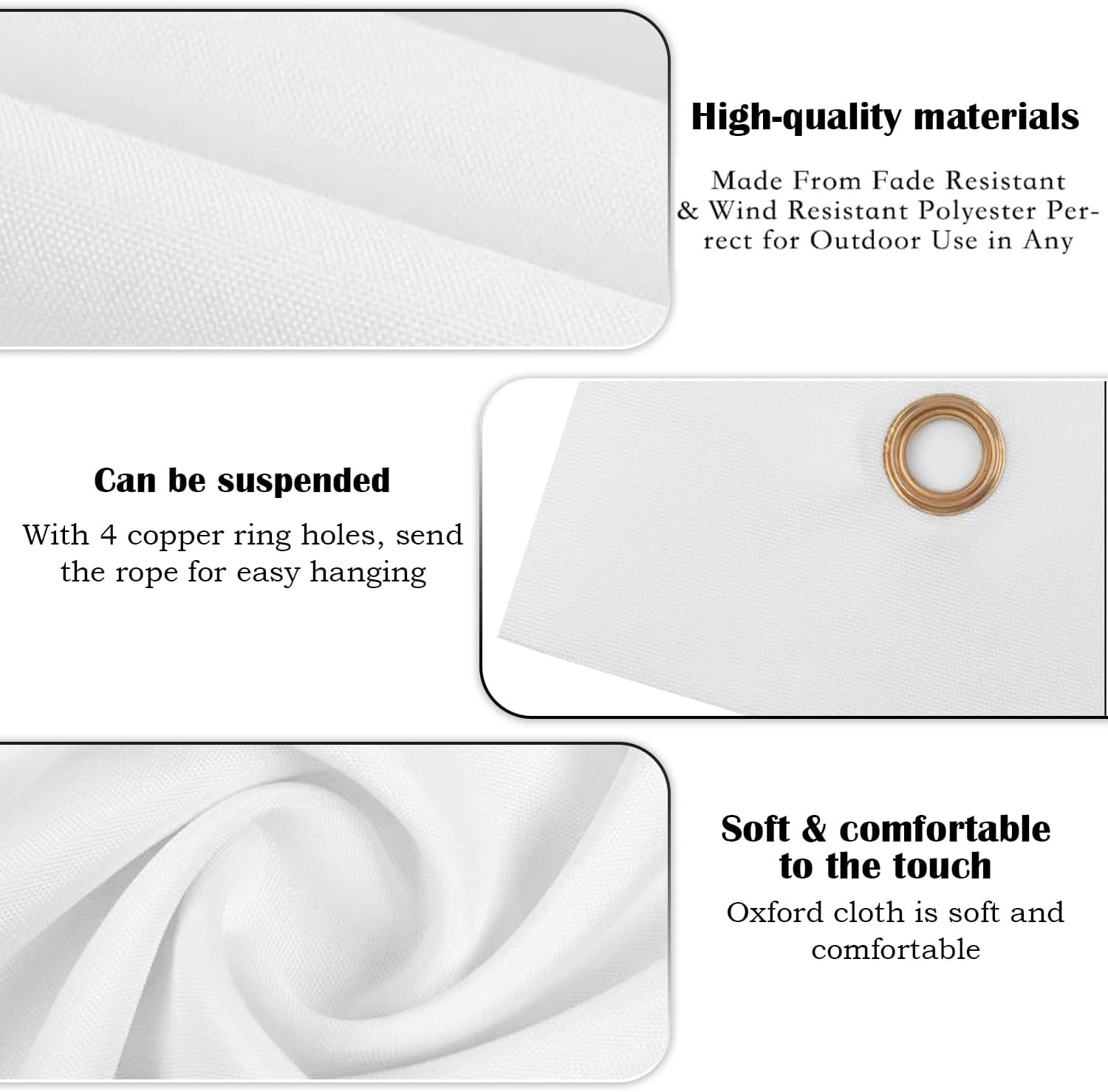 3 Pack Large Blank Banners and Signs customize,Banners Sublimation Banners Oxford Canvas Banners DIY Banners Hanging Banners,Customizable, Indoor & Outdoor, Banners for Business, Office,Easy Hang(3.3x6 Feet, White)