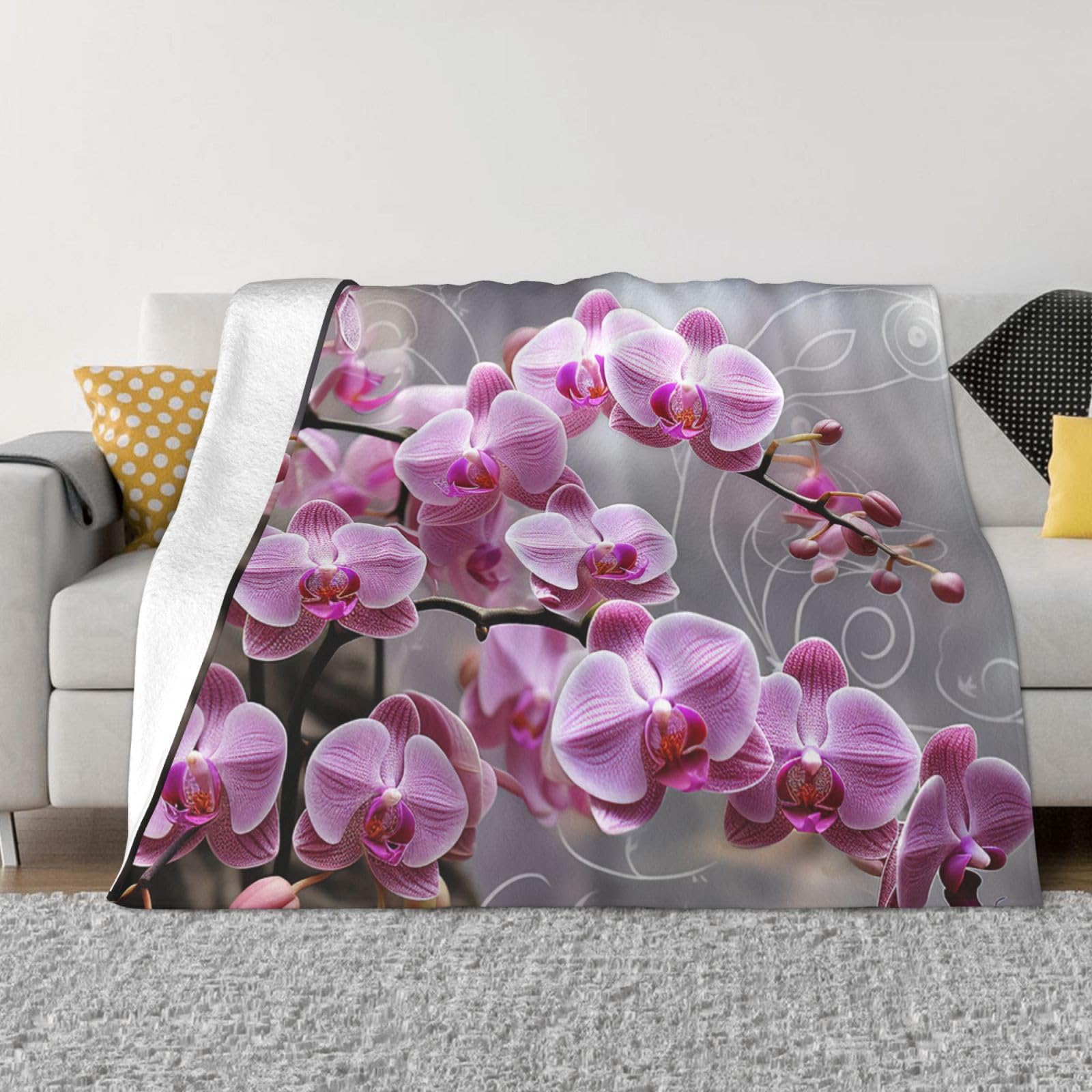 Couverture douce en flanelle rose orchidée, idée cadeau réconfortant