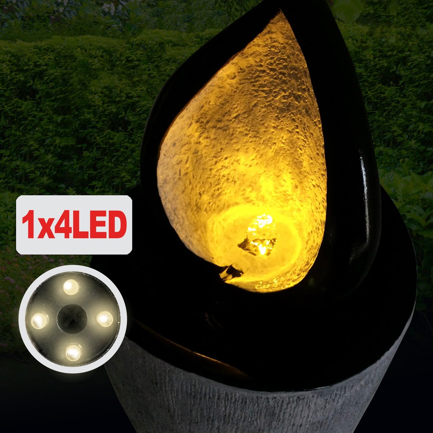 Zimmerbrunnen Gartenbrunnen Brunnen Zierbrunnen Springbrunnen Brunnen Wasser-Kerze mit LED-Licht - 230V Wasserfall Wasserspiel für Garten, Gartenteich, Terrasse, Balkon Sehr Dekorativ