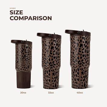 HydroJug Sport - Stainless Steel Tumbler with Straw, Vacuum Insulated, 32oz Leakproof Water Bottle, Ergonomic Design, Reusable, Dishwasher Safe, Rubber Base, Durable for Gym or Outdoors, Brown Leopard