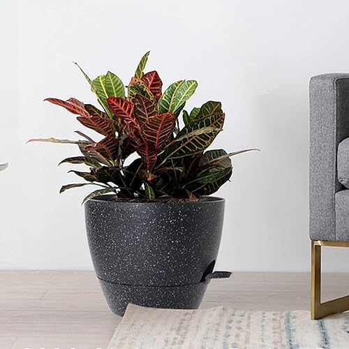 Miniatura 7 de Macetas grandes de riego automático, macetas de plástico 12109 con agujeros de alto drenaje y depósito profundo para plantas y flores de jardín en