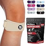 Sleeve Stars Swedish Brand Patellar Tendon Support Strap for Women & Men Effective Osgood Schlatter Knee Brace Youth & Kids Knee Brace with 3 Adjustable Length fits 7-15 (Single/Beige/Kids)