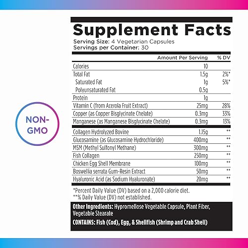 Miniatura 5 de Livingood Daily Colágeno + apoyo articular, péptidos de colágeno múltiple alimentado con pasto I III V X con ácido hialurónico, suplemento de apoyo