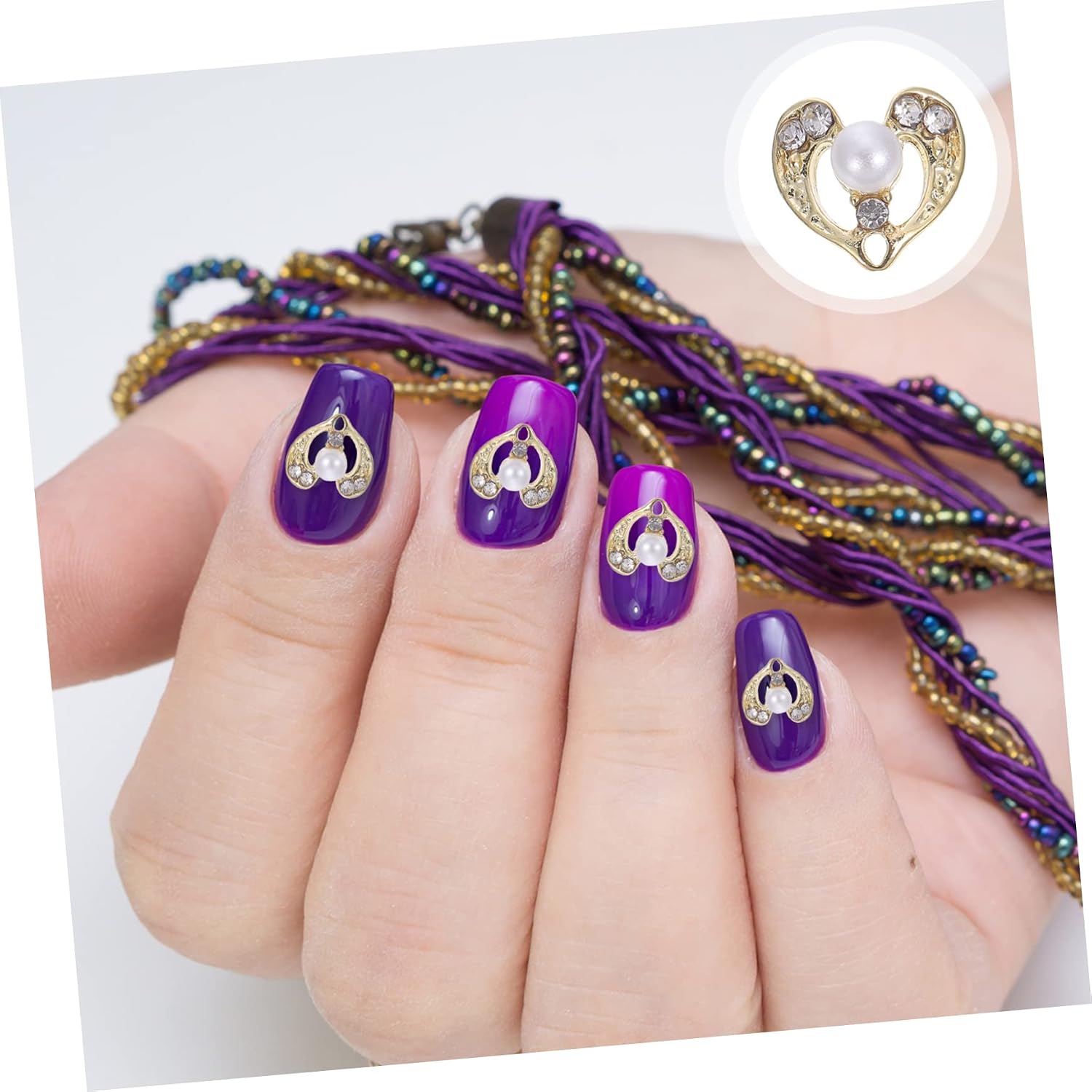 12pcs Metal Nail Art Decorations Heart Studs Nail Charms DIY Manicure Jewelry