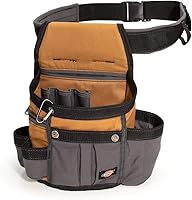 Dickies 8-Pocket Padded Tool Belt Utility Pouch - Adjustable 3-Inch Belt, Durable Canvas, Tan/Grey