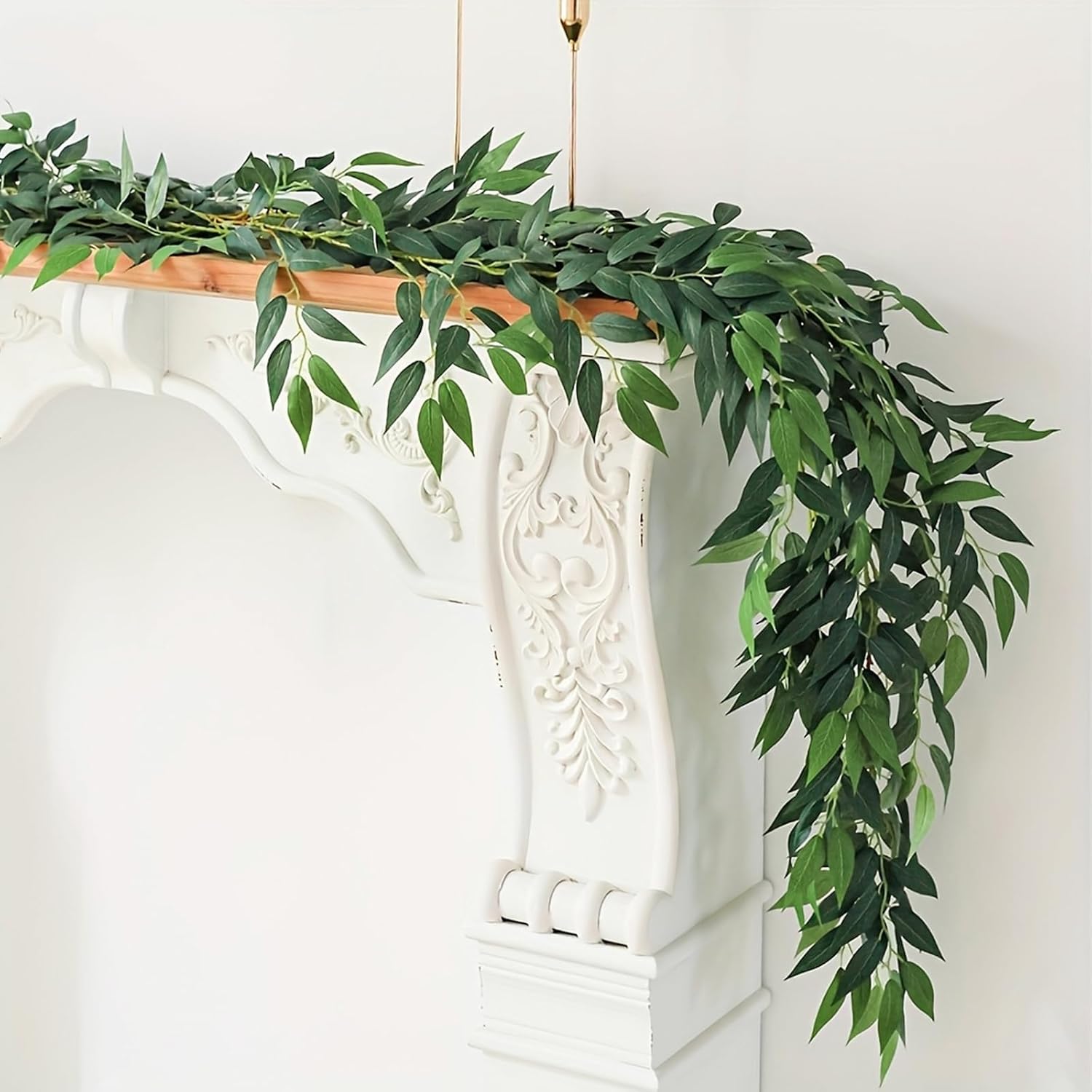 RECUTMS Artificial Willow Leaves Vine Twigs 2Pcs 6Ft Fake Hanging Plant Silk Willows Leaf Ivy Garland Faux Italian Ruscus Greenery Indoor Outdoor Wedding Arch Jungle Beach Birthday Party Garden Decor - Image 9