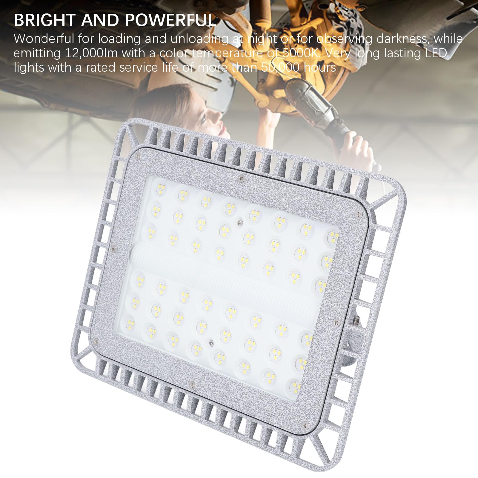 Rengue Światło Przeciwwybuchowe LED 100W 12000lm 5000K Oświetlenie Fabryki Przemysłowej | Gb Odporny na Eksplozję.Nieprzepuszczalny dla Pogody.Odlew aluminiowy.Żywotność 50 000 Godzin.Elastyczny montaż wspornika.