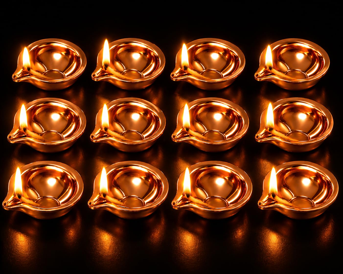 Copper Diya for Puja Small Size Kodia Pooja Home Set Tamba Diva ka Traditional Dia for Diwali Gifting Distributing Handheld Badha Kodiya 3.3 cm Dia Pack of 12 thumbnail 9