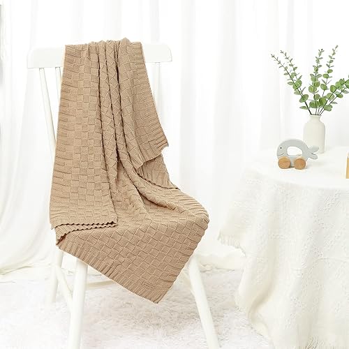Miniatura 28 de LAWKUL Mantas de bebé para niños, manta de punto trenzado, manta de bebé para niña, suave y aireada para recién nacidos, para recién nacido