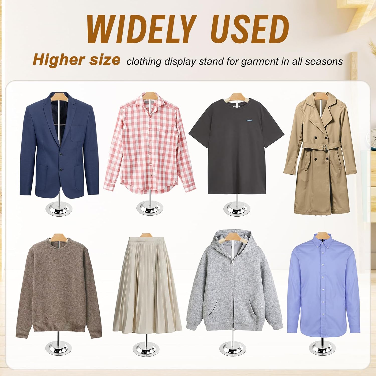 Adjustable Display Stand 10Pcs, 20-35 Inch Height for T-Shirts, Jackets, Coats at Events, Trade Fairs, Trade Shows (White)