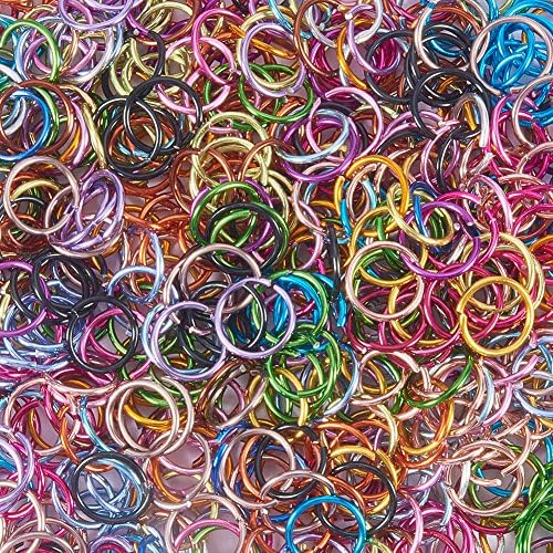 Pandahall 1 Box (about 2400 pcs) Colorful Aluminum Wire Open Jump Rings For Jewellery Making Accessories,Mixed Color, 10x1mm, 8mm inner diameter