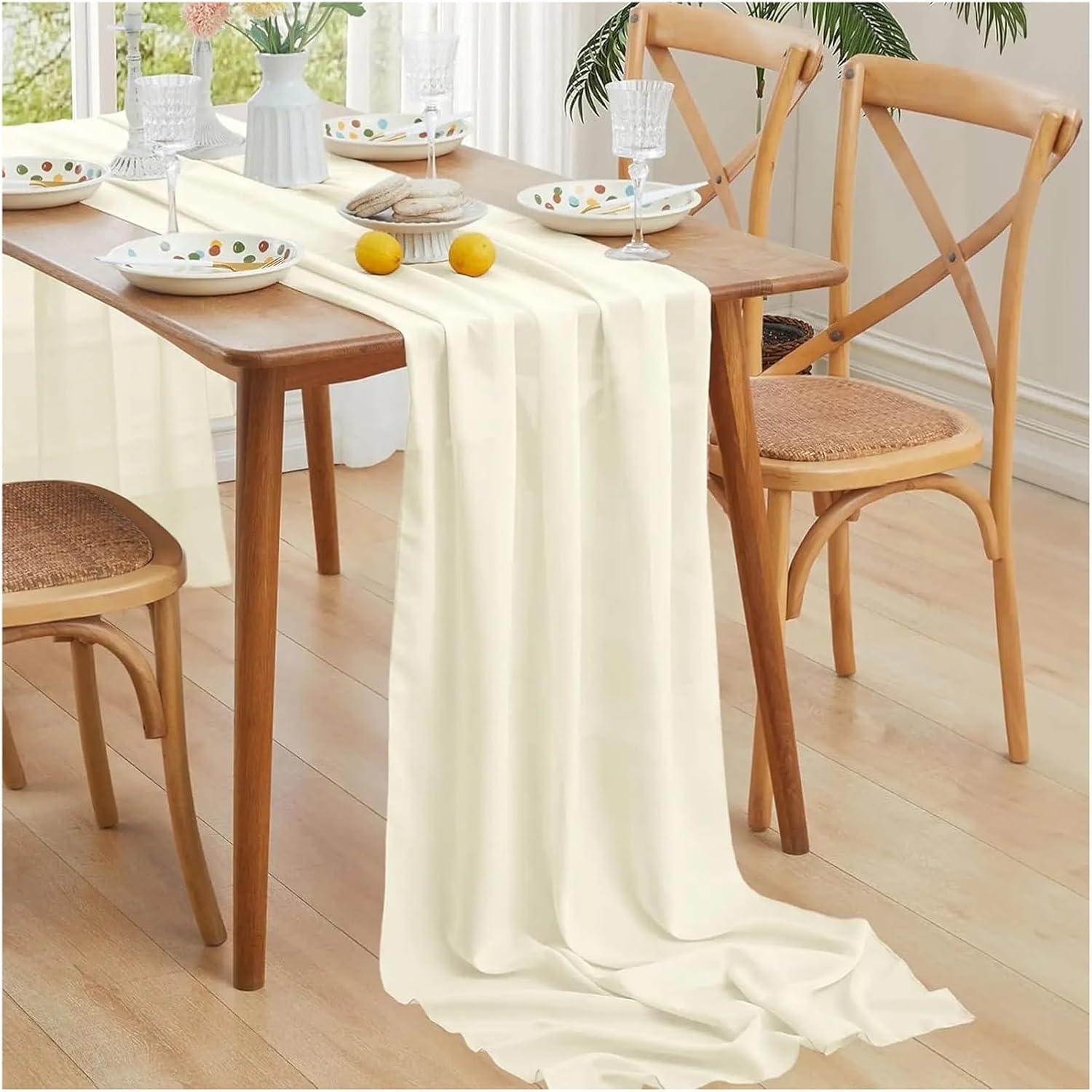 Chiffon Table Runner 12 Pack Chiffon Table Runners, 10FT Sheer Decor for Wedding Party Bridal