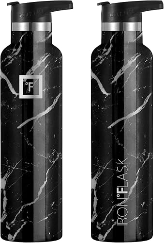 Miniatura 5 de IRON FLASK - Botella de agua deportiva de 12 onzas, 16, 20, 24, 32, y 64 onzas, 3 tapas (tapa de boquilla), acero inoxidable aislado al vacío, frío,