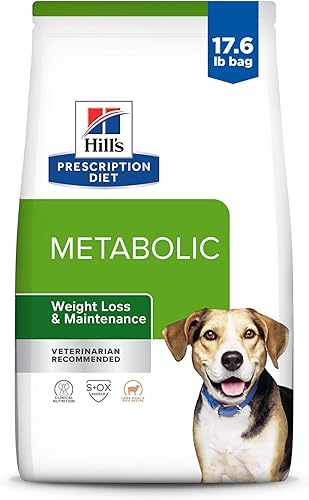 Hill's Prescription Diet Alimento seco para perros con fórmula de cordero y arroz, dieta veterinaria, bolsa de 17.6 libras