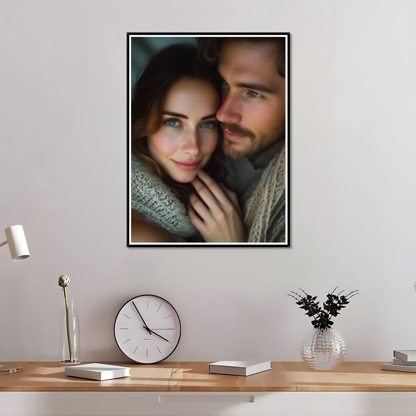 Diamond Painting Personalizzato, 5D DIY Diamond Painting Kit Completo Personalizzato, Kit per Pittura Diamante Personalizzati Con Foto, Mosaico Personalizzata Regalo per Arte Domestica 60x60cm L-277