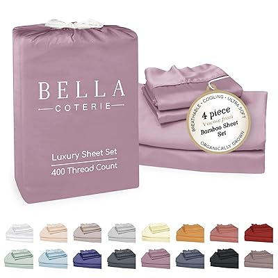 Bella Coterie Luxury Bamboo Viscose Queen Size Sheet Set | 100% Organically Grown | Ultra Soft | Cooling for Hot Sleepers | 18" Deep Pocket [Mocha]