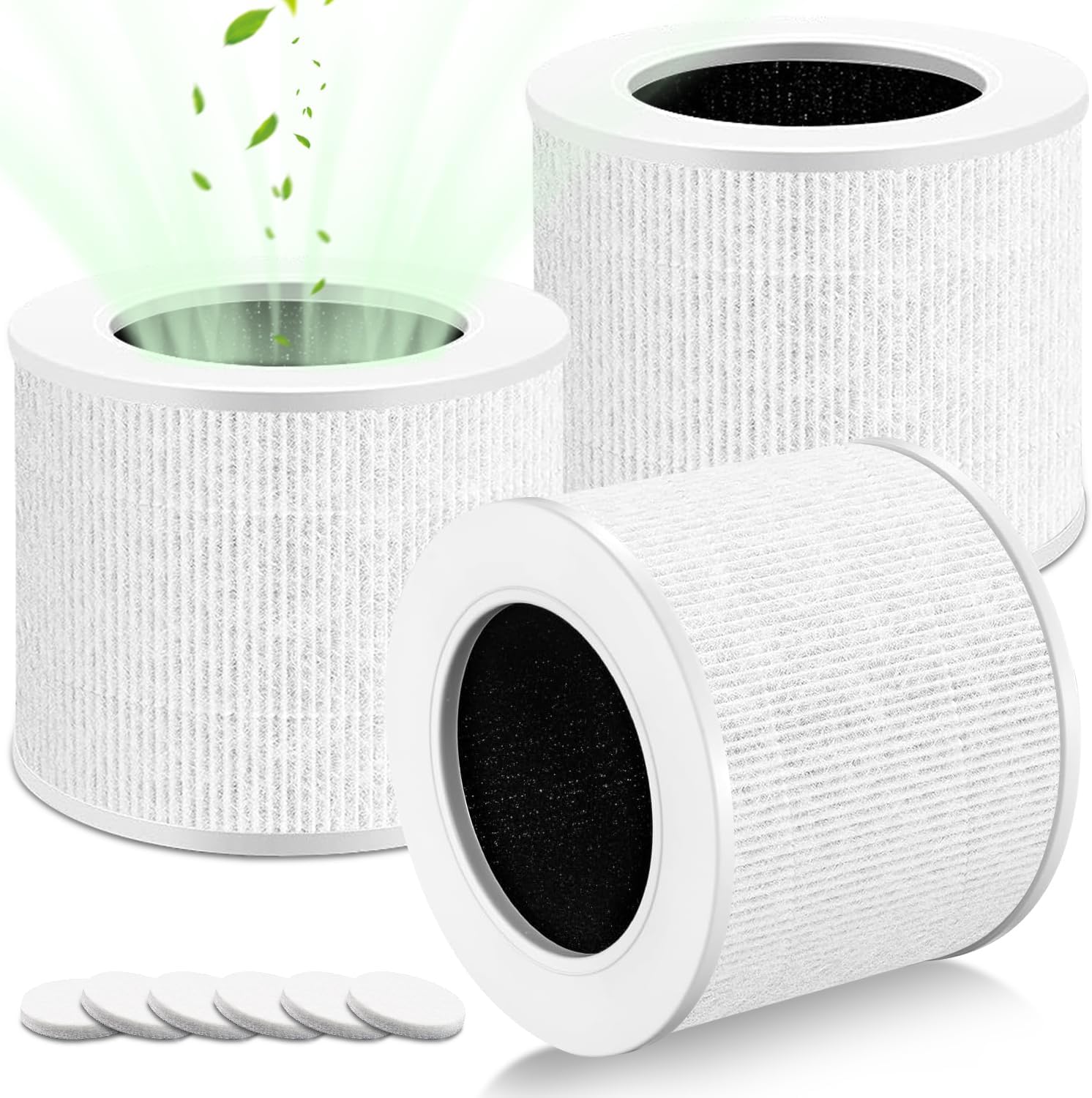 3 Pack Core Mini Replacement Filter, 3-in-1 H13 Grade Compatible with LEVOIT Air Cleaner, Part No. Core Mini-RF (3 Filter and 6 Fragrance Sponge)