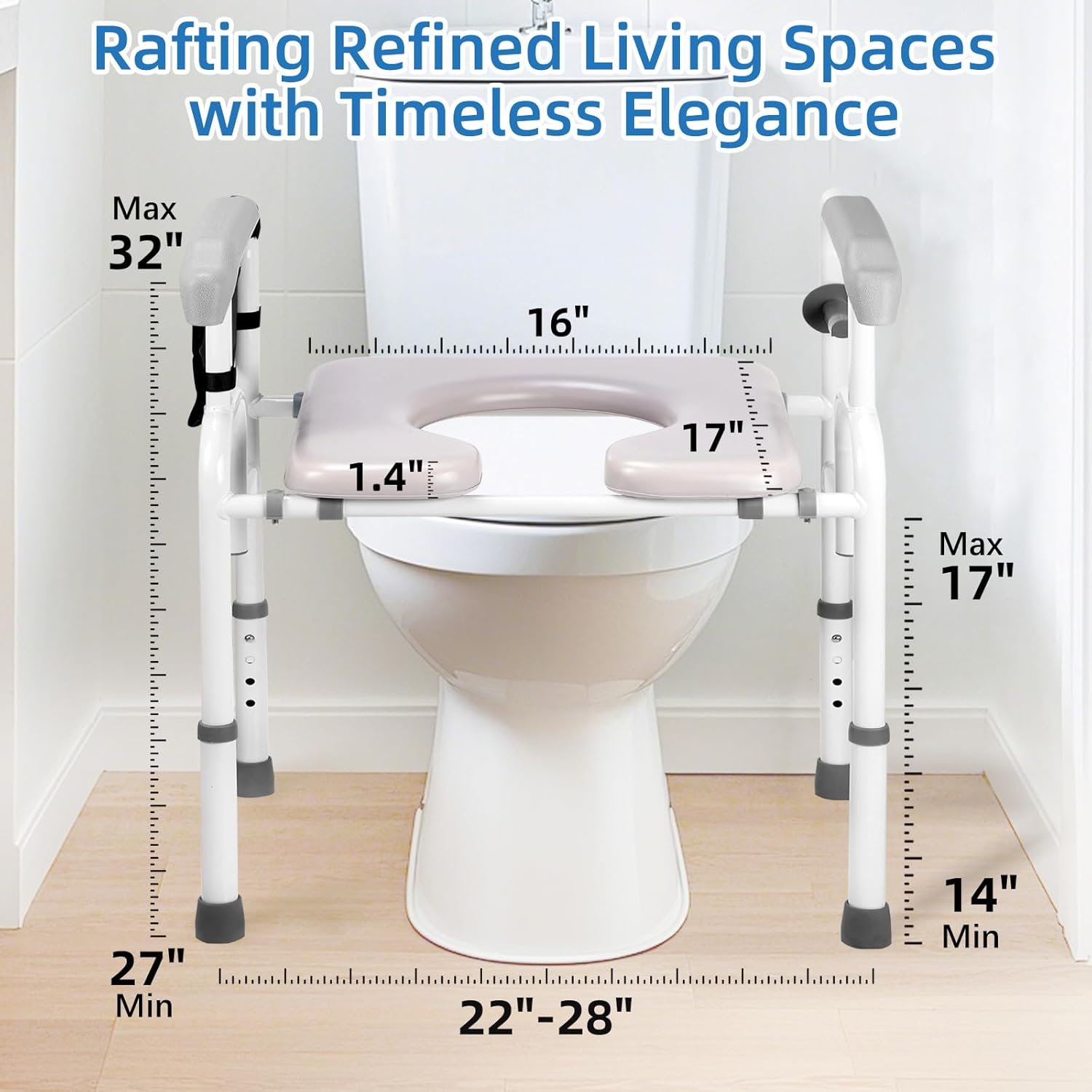 Heavy-Duty Bedside Commode 3-in-1Toilet Commode Chair Extra-Wide Seat 500 Pound Weight Capacity Bucket with Lid Included Adjustable Height & Width for Seniors Disabled Patient Home Care