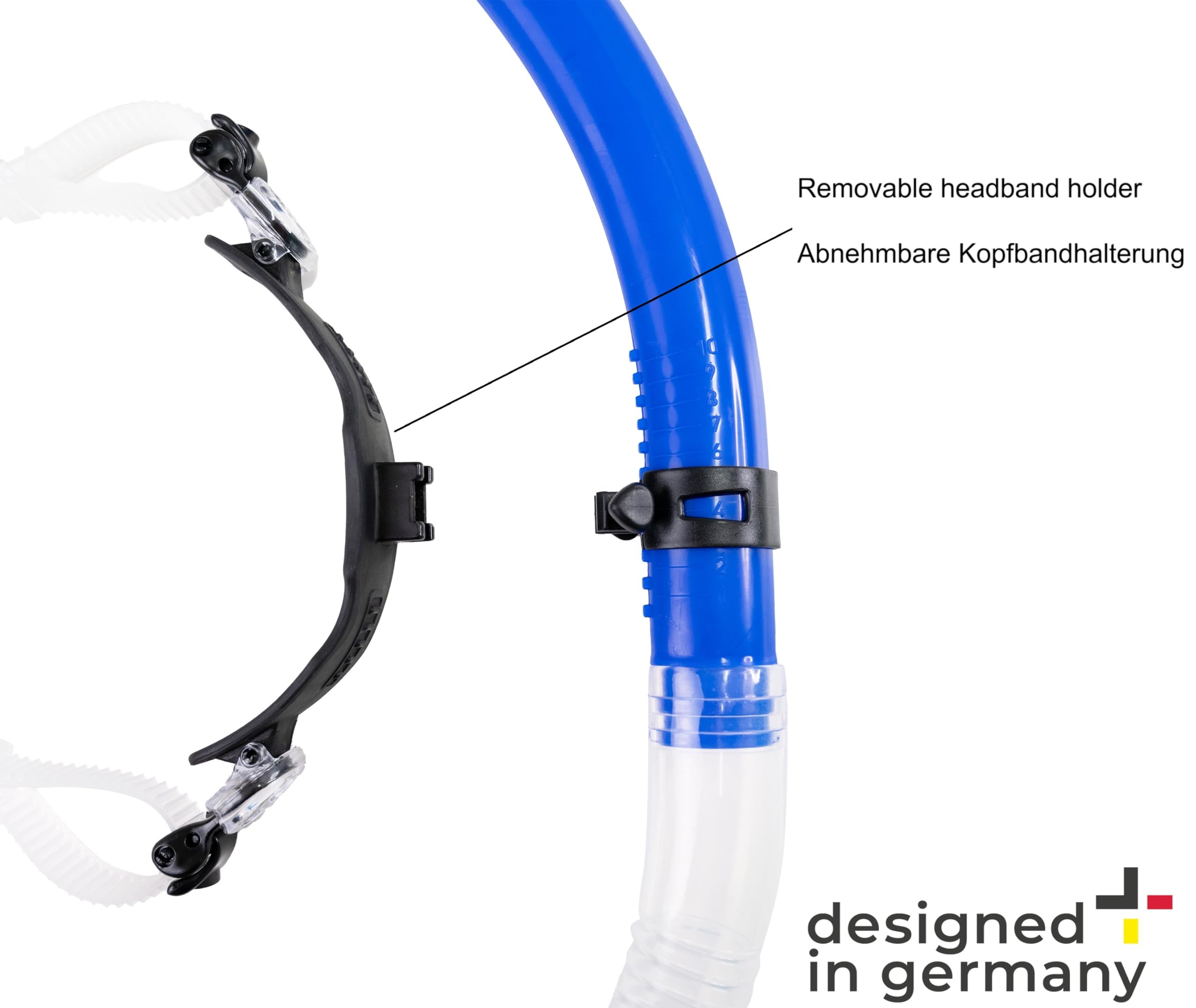 Tubo de Snorkel Premium para natación – Diseñado en Alemania - Tubo de Snorkel Frontal con Boquilla de Silicona, Diadema de Silicona, Tubo de Snorkel para natación
