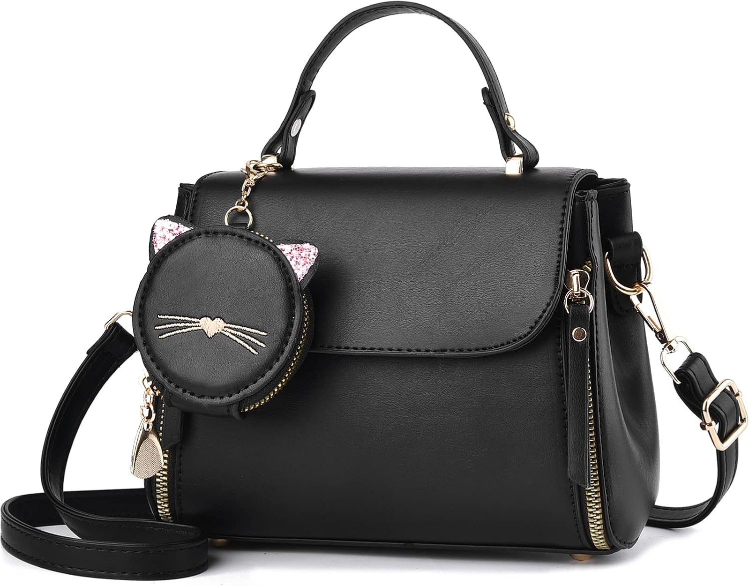 I IHAYNER Fashion Purses and Handbags for Women Top Handle Bag Girls Small Crossbody Shoulder Bag for Ladies with Kitty Purse