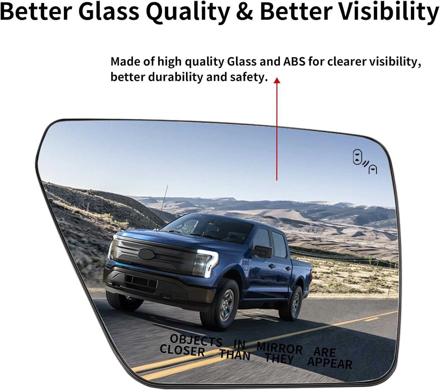 Passenger Side Mirror Replacement for Ford F150 2022 2023 - Right Side Mirror Glass, Rear View Mirrors Glass with Power Heated & Blind Spot