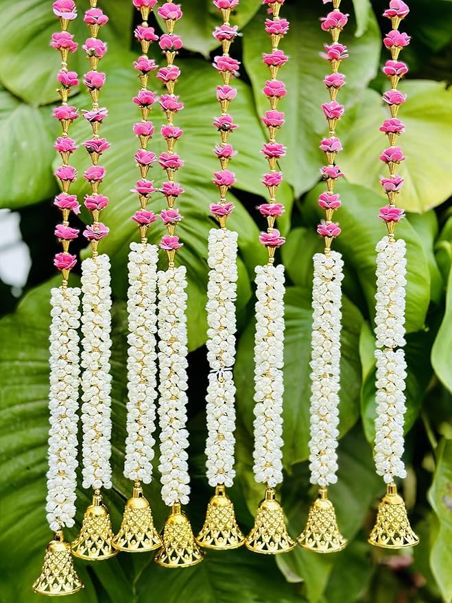 Anjali Arts Handmade Decorative Mogra Bell Fluffy Artificial Creeper Bail Garland, Size 2.5 Feet Used for Home/Office,Festival Christsmas Diwali Decoration,Pack of 4, 3