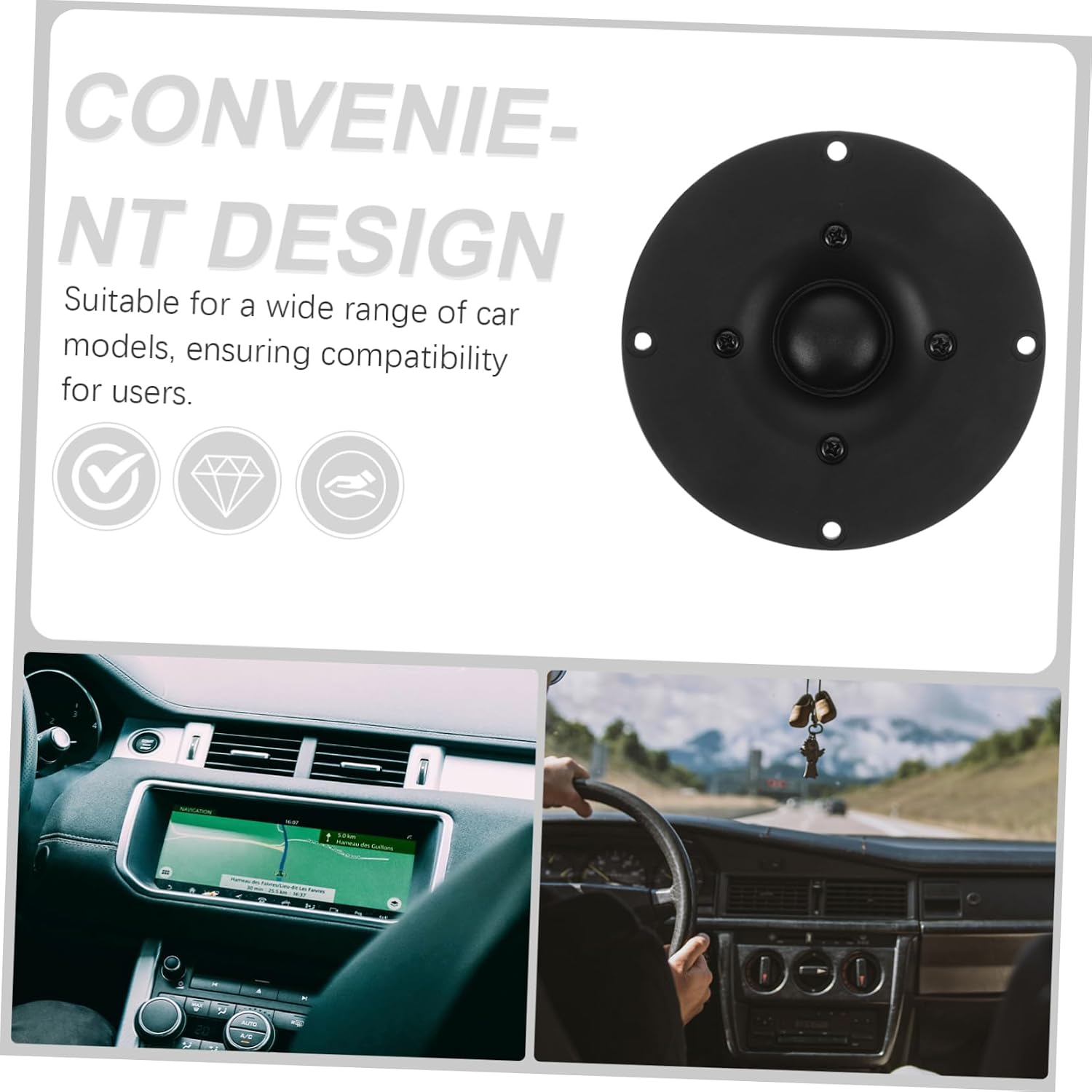 Zerodeko Dome Tweeter Speaker 30w 8 Ohm Black Plastic for Car Audio