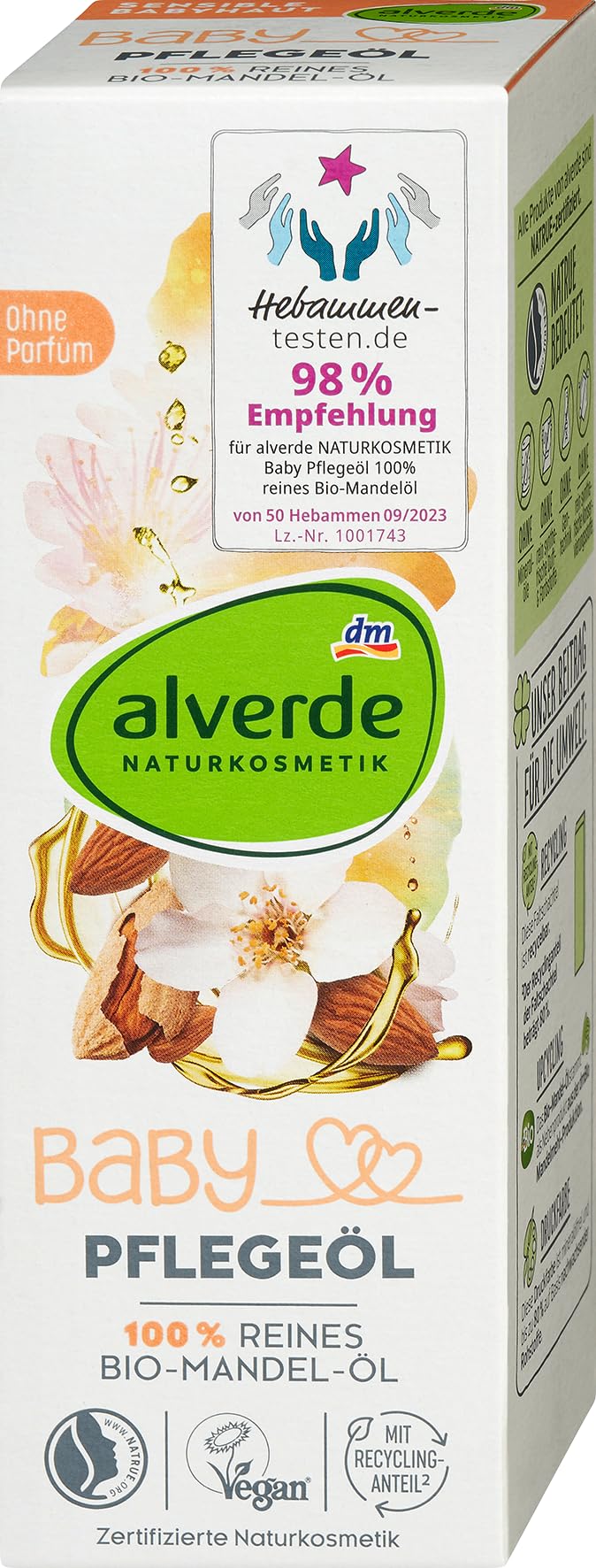 alverde Baby - Olio di mandorle biologico puro al 100%, 100 ml