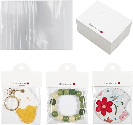 Vcekract 100Pcs Packaging for Small Business, Display Cards for Bracelet, Jewelry, Keychain, Car Coaster, 3.14''×3.14''