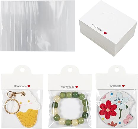 Vcekract 100Pcs Packaging for Small Business, Display Cards for Bracelet, Jewelry, Keychain, Car Coaster, 3.14''×3.14''
