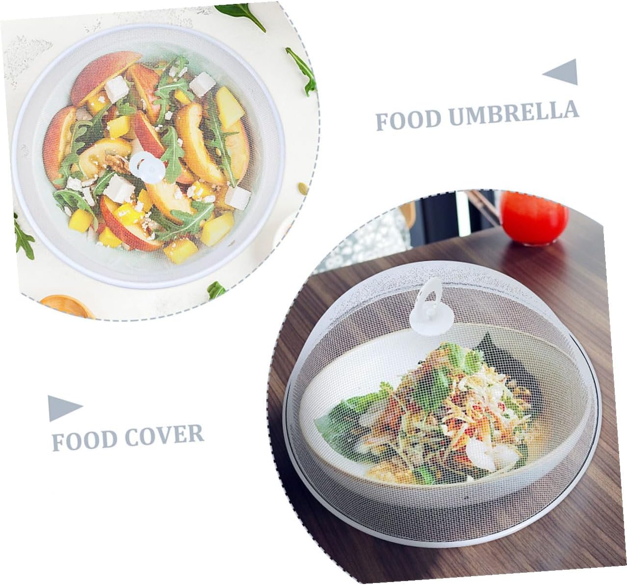 2pcs Household Food Protective Covers Mesh Screen Food Umbrella Dustproof Protecting Covers for Kitchen and Dining Table White 35cm Diameter Set