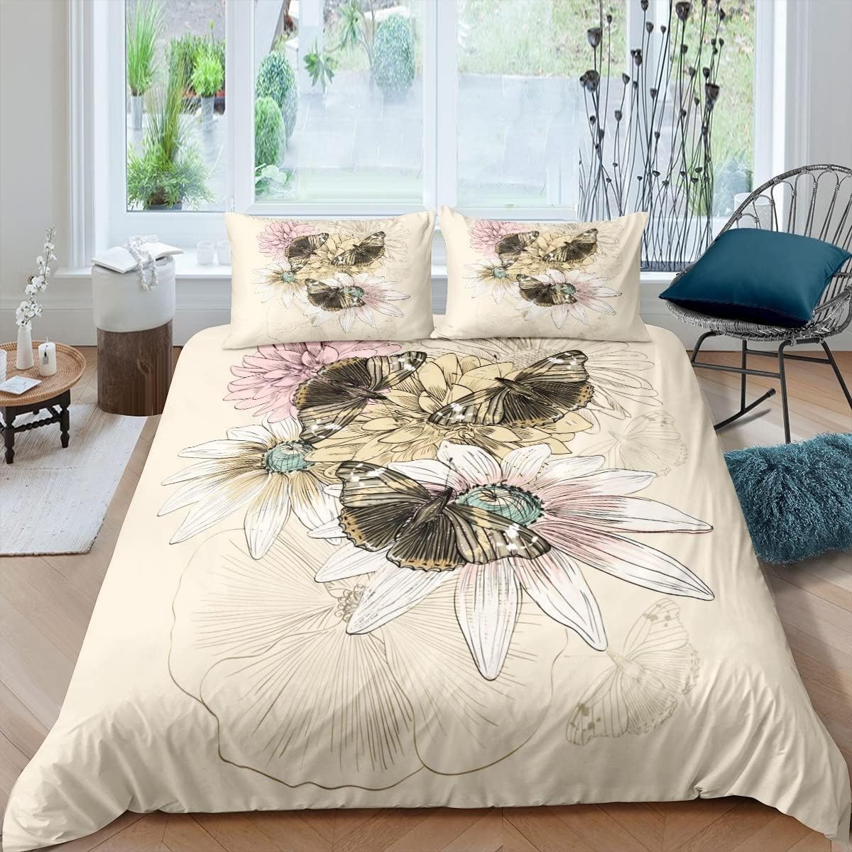 Housse de couette 220x240 cm en microfibre brossée douce de qualité supérieure motif vintage