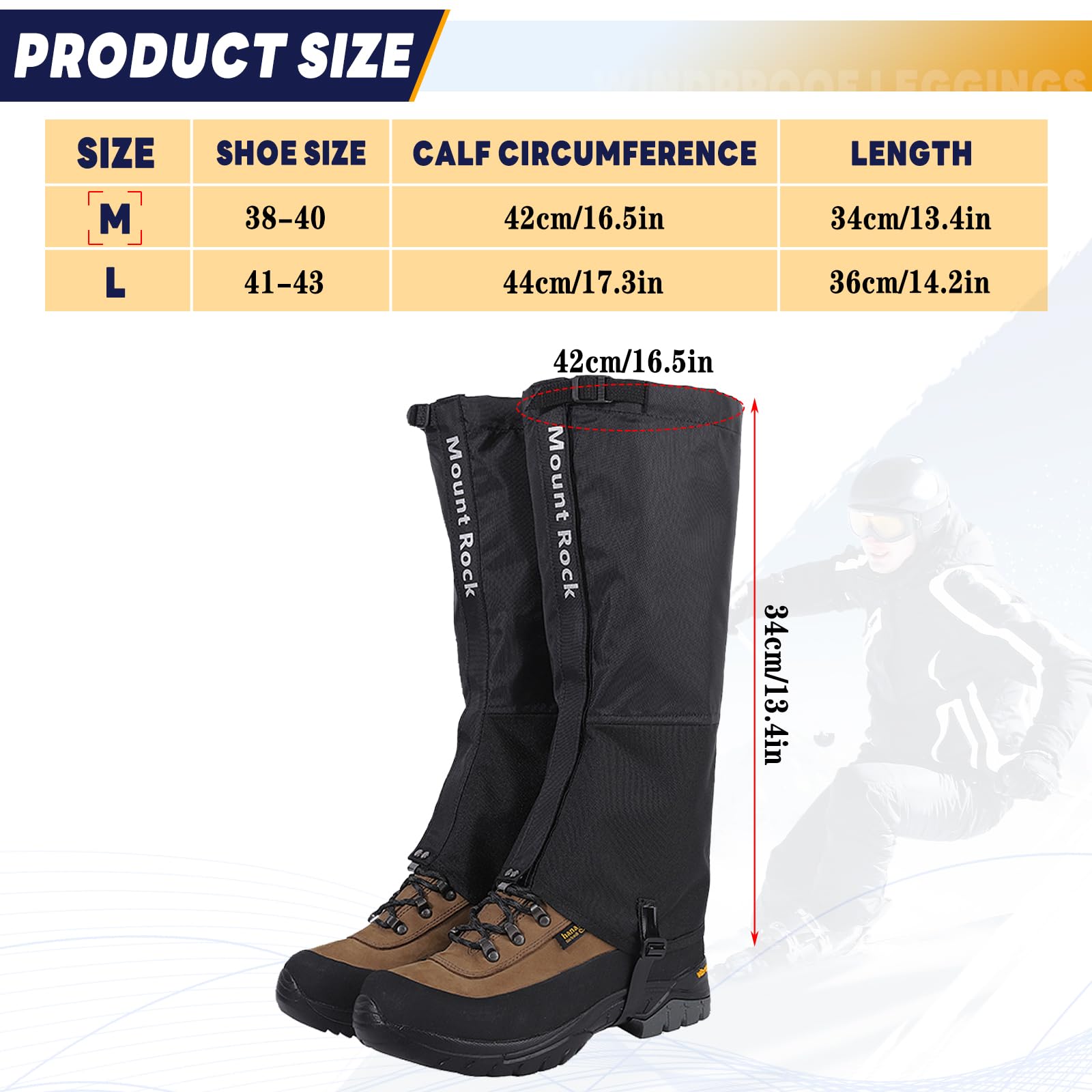 CIYIN Polainas Impermeables, 600D Polainas para Senderismo Ajustables Transpirables para Unisex, Senderismo Accesorios para Trekking, Esquí, Caza — view 5