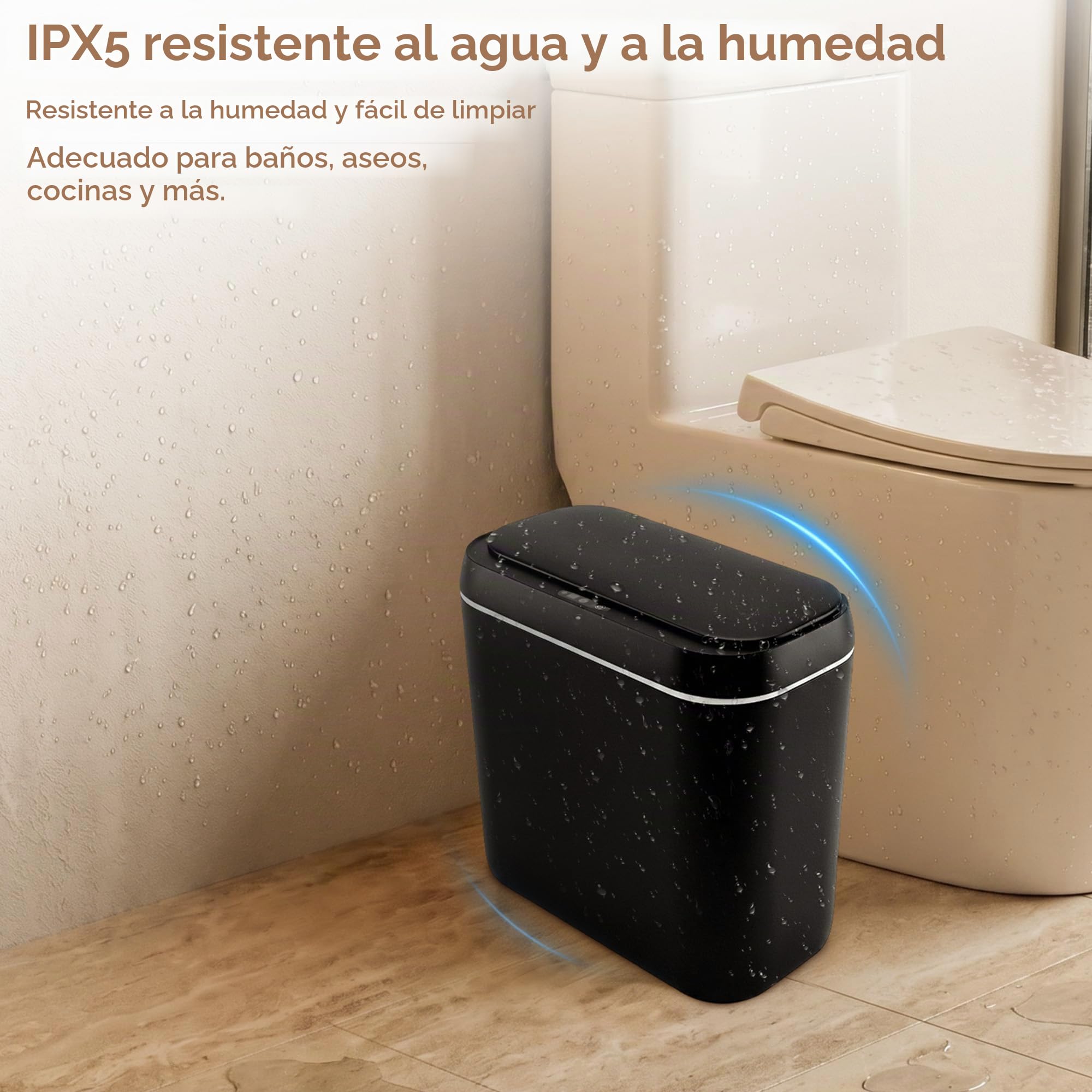 Juego de 2 Cubos de Basura con Sensor, Cubo de Basura Automático de 15L con Tapa, Sensor de Movimiento Inteligente, Silencioso, Impermeable, Cubo de Basura Eléctrico Para Oficina