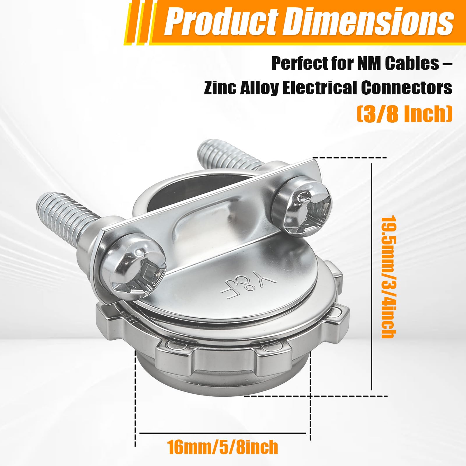 36 PCS 3/8" Cable Connectors for Romex/AC/MC/Flex, Zinc Alloy Wire Clamps — Amazon image 2