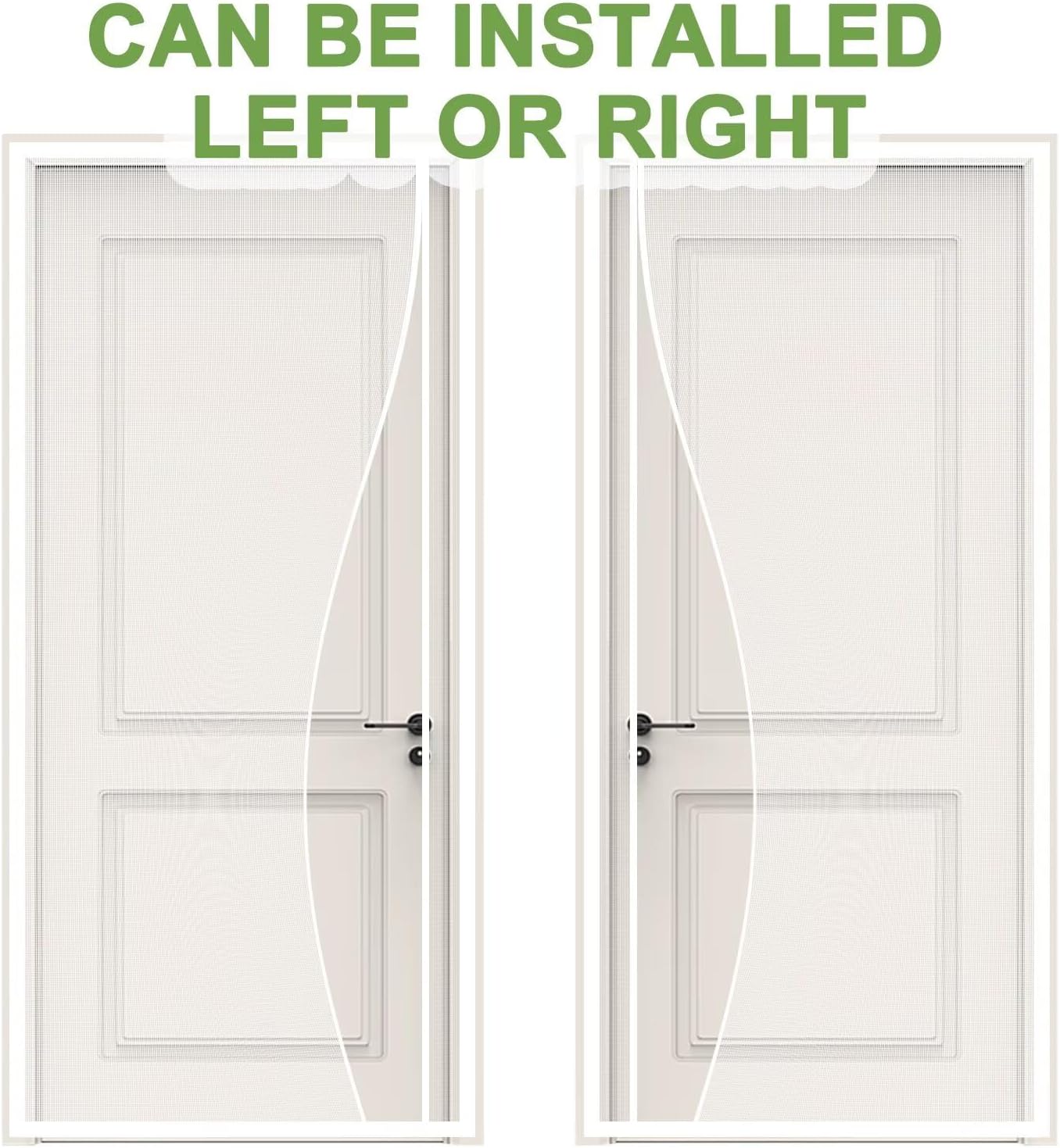 Magnetic Screen Door, 39x9 8Inch, Left and Right Side Opening, Hanging Door Curtain for Porch/Residence/House/Apartment Tenants, White