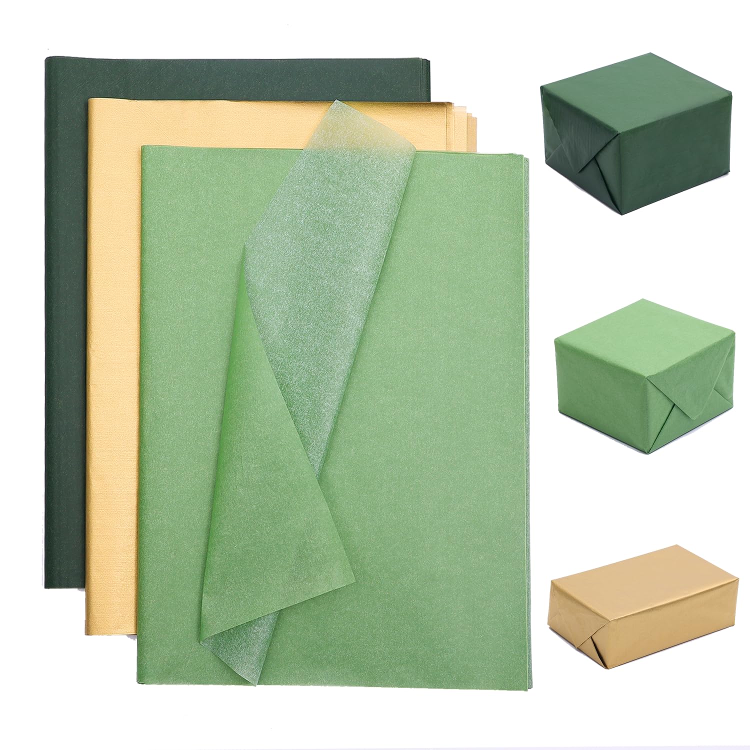 90 Sheet Green & Gold st Patricks Day Tissue Paper Recyclable Green Wrapping Paper 14"x20"for Wedding Mother's Day Birthday DIY Art Craft Party Favor Decoration Celebration Gift