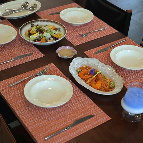 Miniatura 174 de AHHFSMEI Juego de 6 manteles individuales para mesa de comedor, manteles individuales de vinilo tejido de plástico, antideslizantes, aislamiento