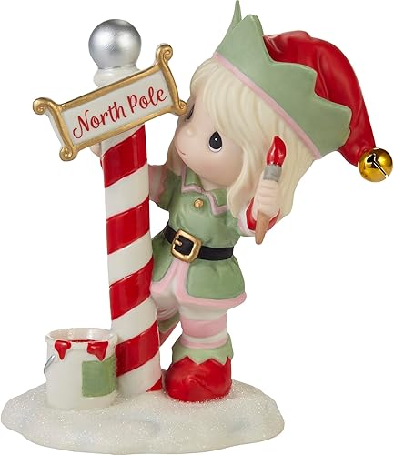 Miniatura 2 de Precious Moments Figura de Navidad  Saludos desde el elfo anual del polo norte  Figura de porcelana de bisque  Decoración navideña y regalos
