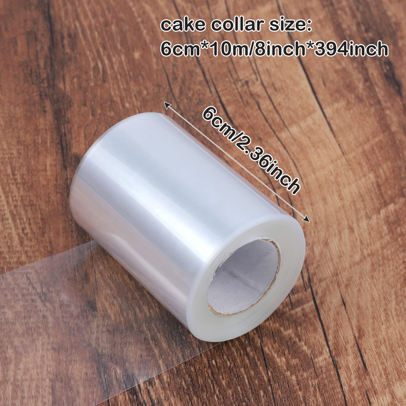 Nuosen 10cm*10m Colliers à Gâteau, Ruban De Gâteau Transparent Feuille