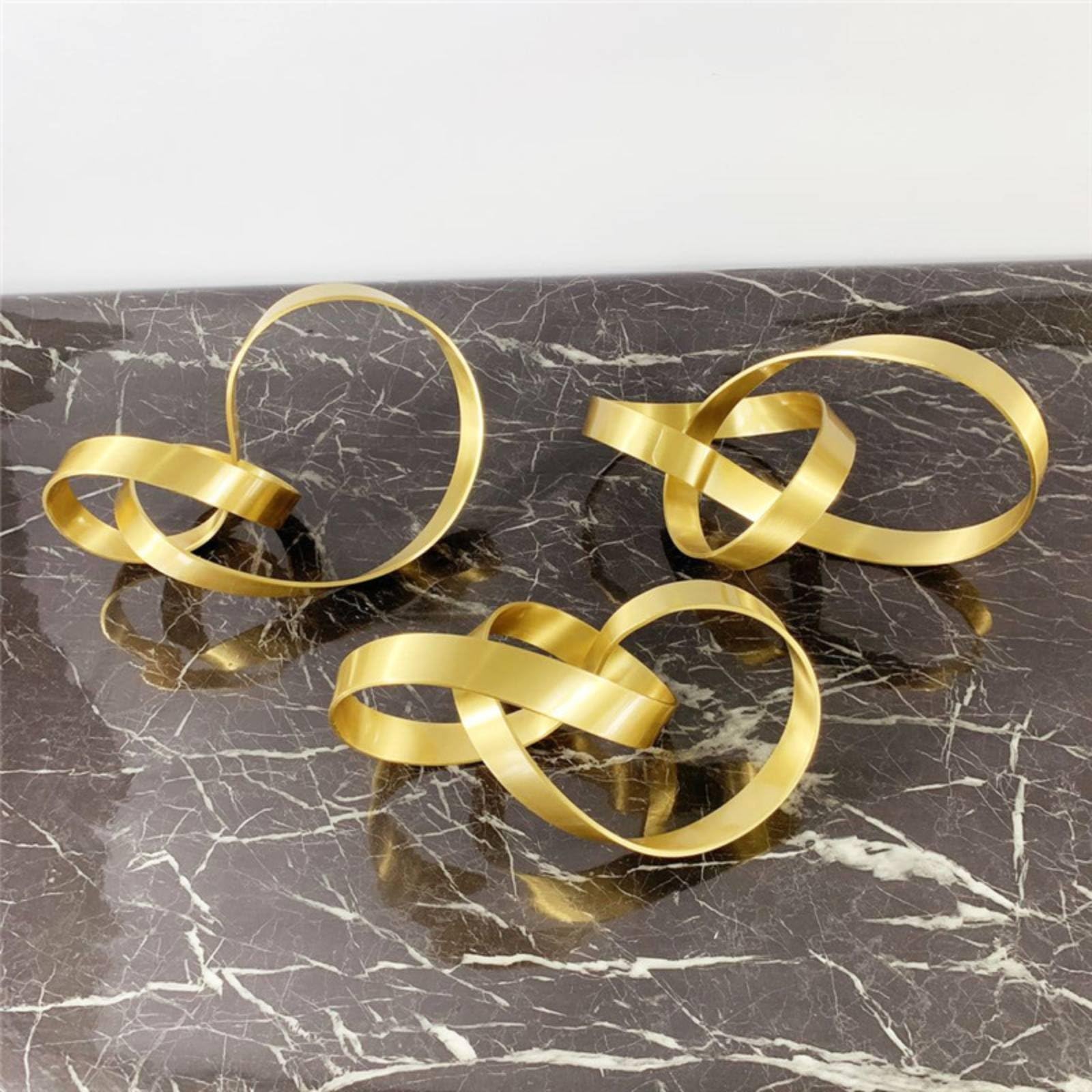 Scultura Nastro in Ottone Decorazione Moderna Soprammobile Tavolino Consolle Brillante Effetto Luminoso Adatta per Salotto Studio Reception Residenza, Bronzo Antico, Medio 250 180 180